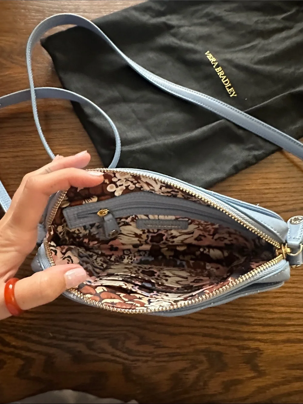Vera Bradley Light Blue Quilted Pebbled Leather Crossbody